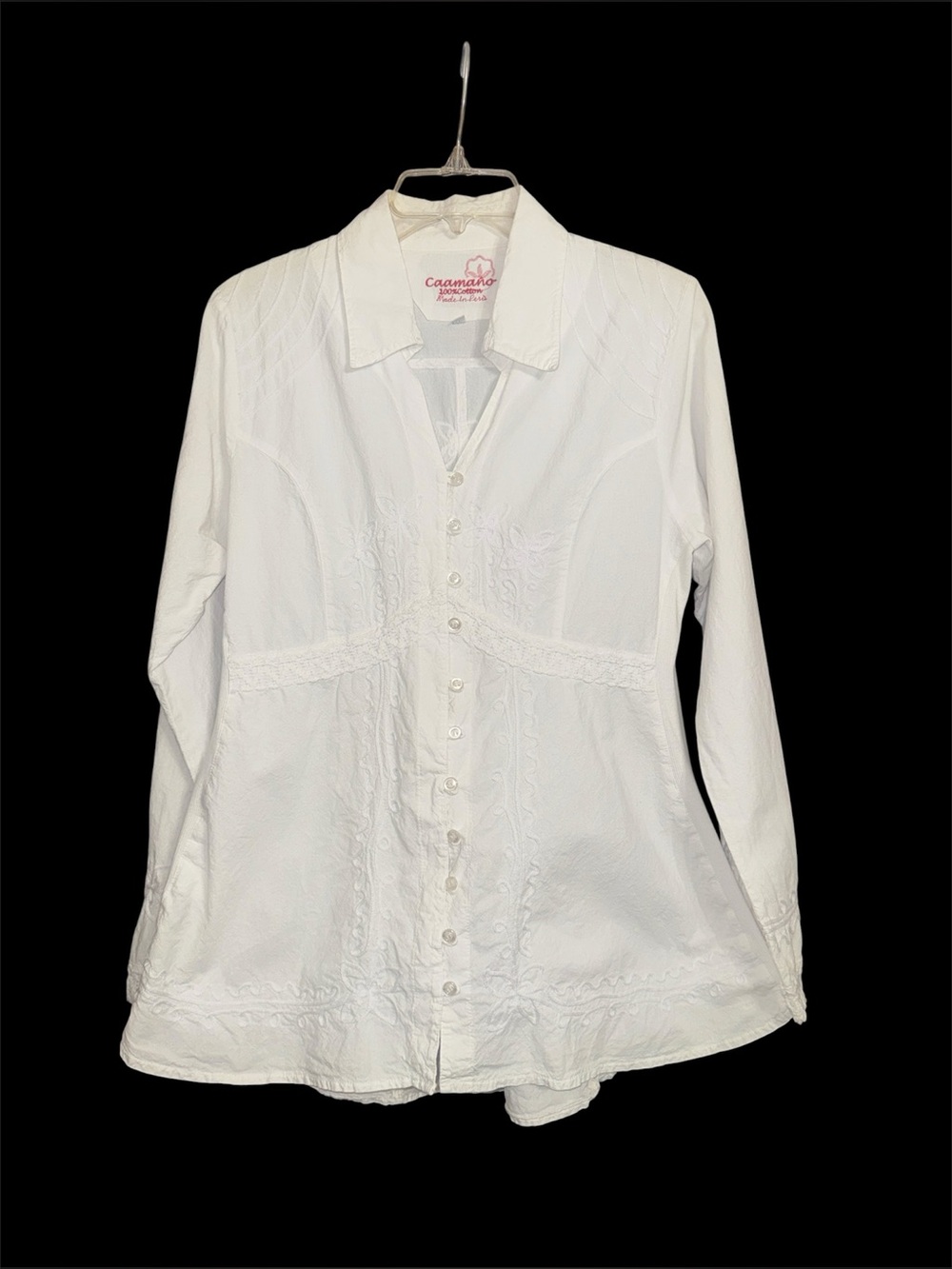 White Peruvian Embroidered Shirt